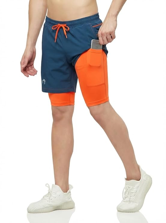 TRUEREVO Men’s 2 in 1 Running Shorts with Phone Pocket
