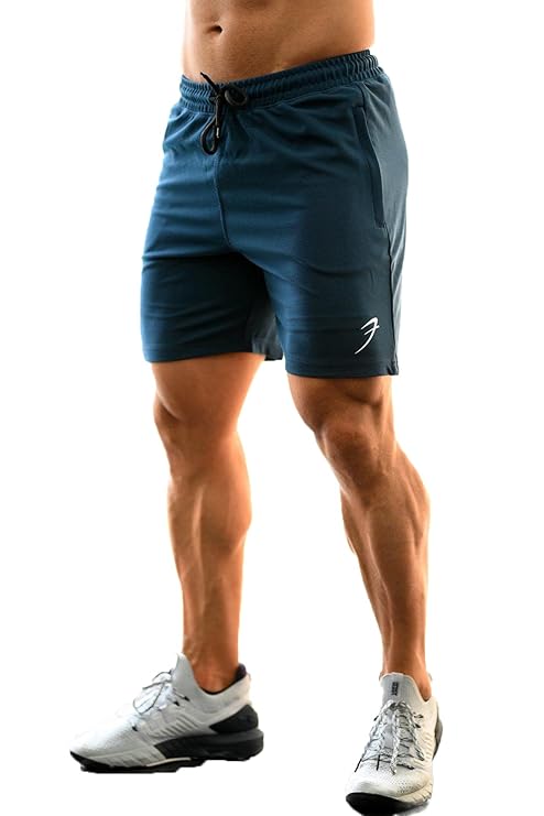FUAARK Athletic Slim Fit Training and Gym Shorts for Men with Zipper Pockets